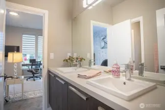 Jack and Jill bath with double sinks