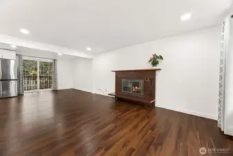 Main living room with fireplace.
