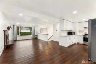 Main living, kitchen and dining room.