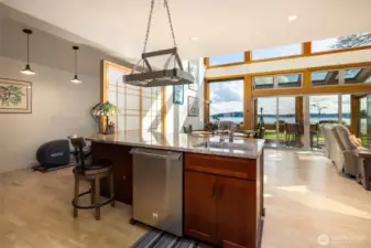 One of two dishwashers in the spacious island...