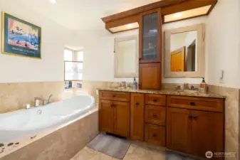 Double vanity & soaking tub...