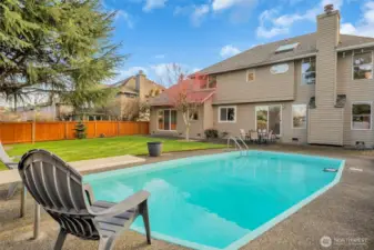 Spacious backyard retreat with pool, firepit, and room to relax or entertain