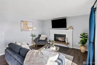 Cozy living room with electric fireplace