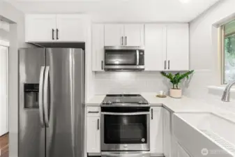 Well spaced appliances with ample counter space for cooking and entertaining.