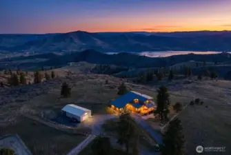 Aerial twilight view