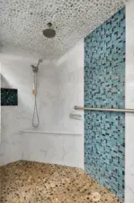 Duel Shower Heads Sit down In Primary Bathroom