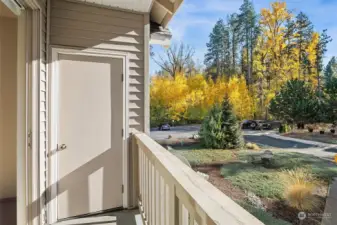 Your own private deck overlooking the neighborhood common area.  Check out the aspens in the background. What a gorgeous view.