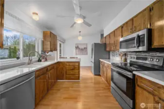 Updated kitchen with stainless steel appliances