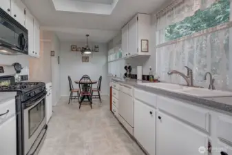 Skylight in kitchen, allows for plenty of light