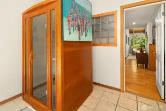Mudroom with sauna