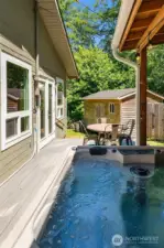 Wrap around deck with hot tub