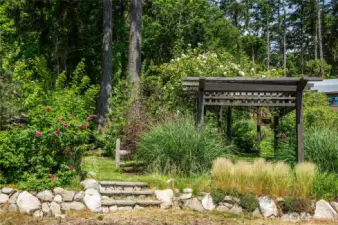Lower garden, looking north toward main building