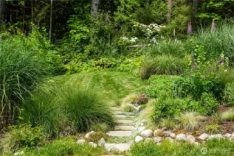 Upper garden, seen from mid-parcel looking toward street