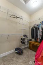 Primary walk in closet. It extends to the left as well.