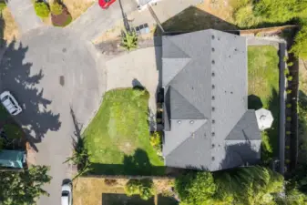 Bird's eye view. Sprinkler system helps keep the grass soft and green.