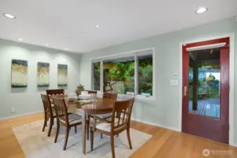 Dining room leads to back patio