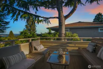 Sitting deck off primary suite with Mt Rainier views
