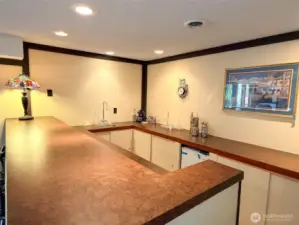 Lower level kitchen/bar area. Plumbing and power in.