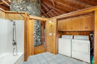 Upper floor bathroom & laundry area