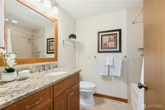 Bright secondary bathroom, updated