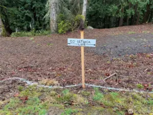 The approved building site starts just past the white line.