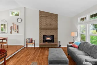 Living Room with wood burning stove/fireplace