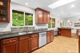 Yes, those are solid surface counters and cork floors.