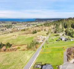 Lot 2 Aerial East-facing view with proximity toward the Strait of Juan de Fuca and Protection Island