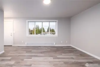 Living area in 1 bedroom apartment