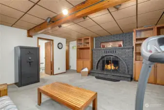 Rec room down also has a fireplace (woodburning) and a half bath.