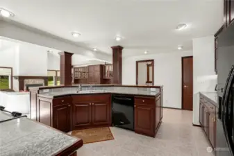 Kitchen is open to the family room so you won't feel isolated from the fun while cooking dinner.