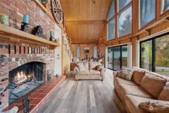 Living room with cathedral ceiling