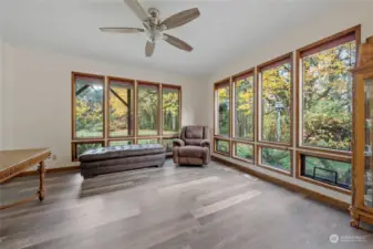 Family room with multiple windows