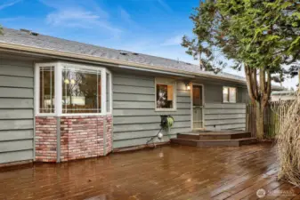 Large back deck. View from dining and kitchen.