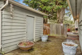 Storage shed in back.