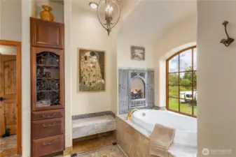 The soaking tub and propane fireplace is perfect for ultimate relaxation.