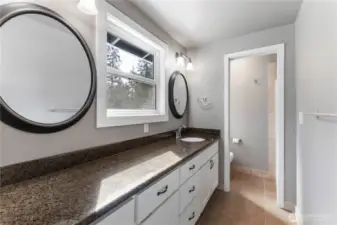 Upstairs primary suite bathroom.