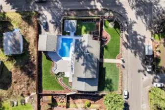 Low maintenance turf in front yard and upper levels of the backyard.