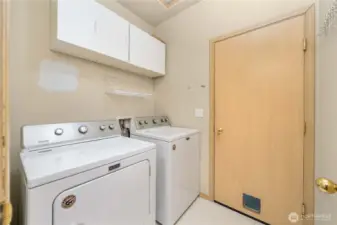 Utility room is located in the pass-thru to the garage.
