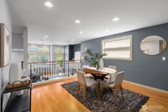 Dining room over looking the living room