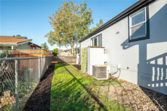 backyard with storage and heat pump