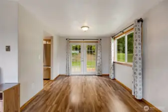 Dining space with French doors