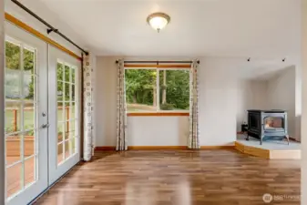 Dining space with French doors