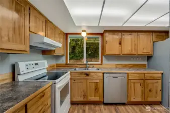 Kitchen with hickory cabinets