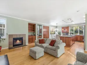 Fireplace and dry bar