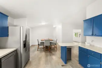 kitchen to eating area, OPEN space for entertaning