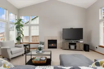 Vaulted ceiling makes it feel airy.