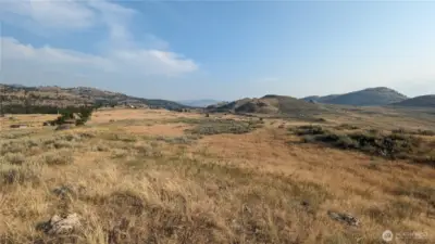 Dream Property with Easy Access to Tonasket & Oroville! Bring your ideas and get ready to build on this prime lot. Featuring fantastic views all around, this is the perfect canvas for your custom home. From the center of the property looking South. Taken in late summer.