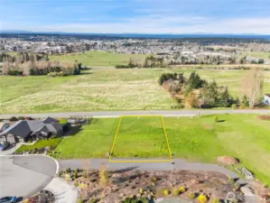 Lot 3 North-facing view with proximity to the City of Sequim, Strait of Juan de Fuca and Vancouver Island in the distance.