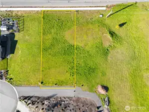 Lot 3 Aerial overhead view of lot, shared driveway and sidewalk.